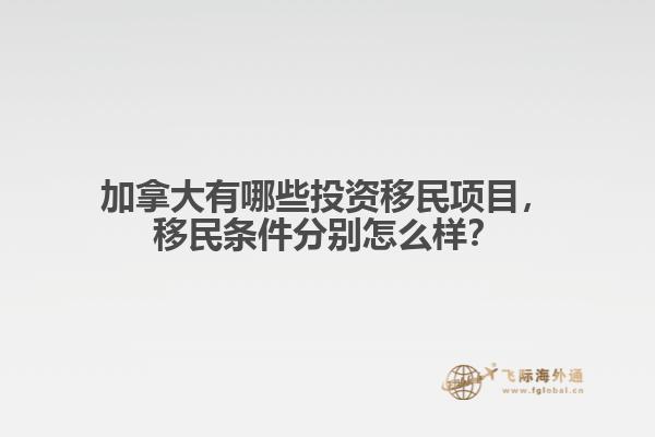 加拿大有哪些投資移民項目，移民條件分別怎么樣？