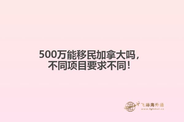 500萬能移民加拿大嗎，不同項目要求不同！