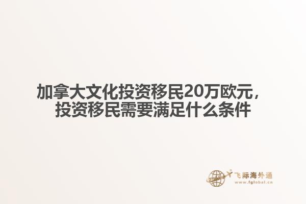 加拿大文化投資移民20萬歐元，投資移民需要滿足什么條件