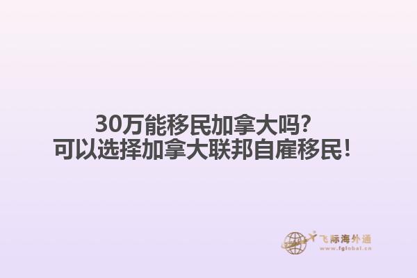 30萬(wàn)能移民加拿大嗎？可以選擇加拿大聯(lián)邦自雇移民！