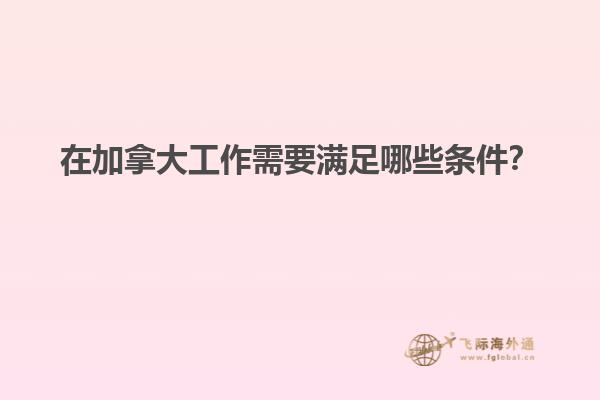 在加拿大工作需要滿足哪些條件？