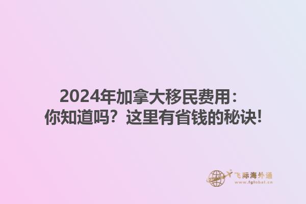 2024年加拿大移民費(fèi)用：你知道嗎？這里有省錢(qián)的秘訣!