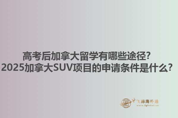 高考后加拿大留學(xué)有哪些途徑？2025加拿大SUV項目的申請條件是什么？