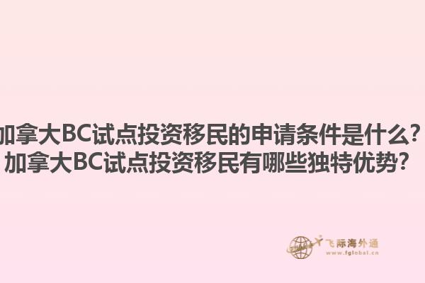 加拿大BC試點投資移民的申請條件是什么？加拿大BC試點投資移民有哪些獨特優(yōu)勢？
