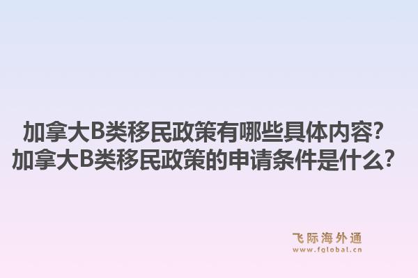 加拿大B類移民政策有哪些具體內(nèi)容？加拿大B類移民政策的申請條件是什么？