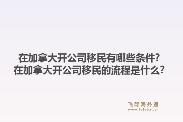 在加拿大開公司移民有哪些條件？在加拿大開公司移民的流程是什么？
